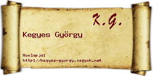 Kegyes György névjegykártya